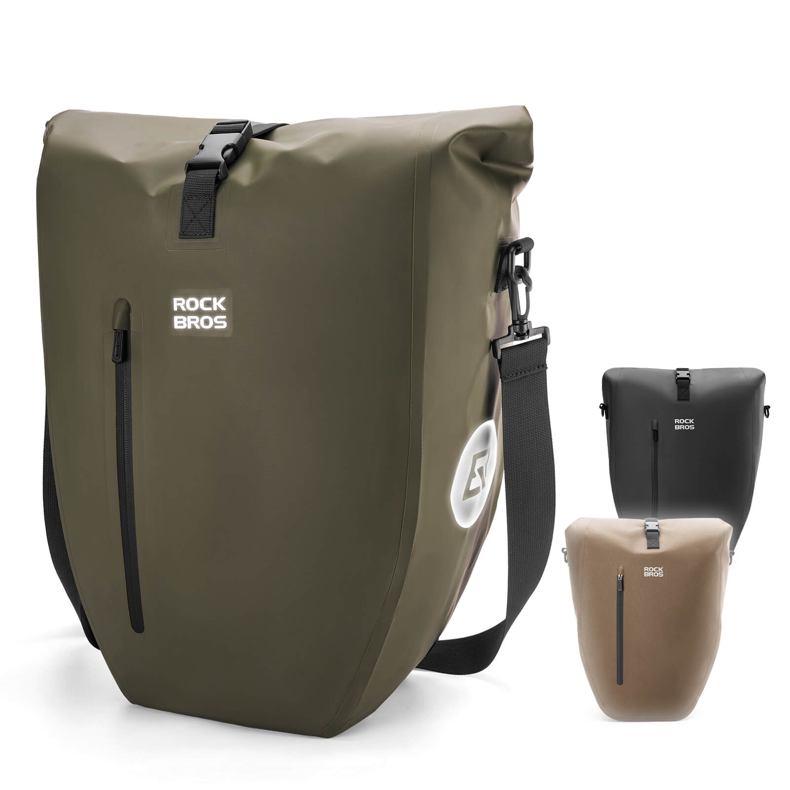 rockbros waterproof bike pannier bag 20l in green 
#Color_Army green