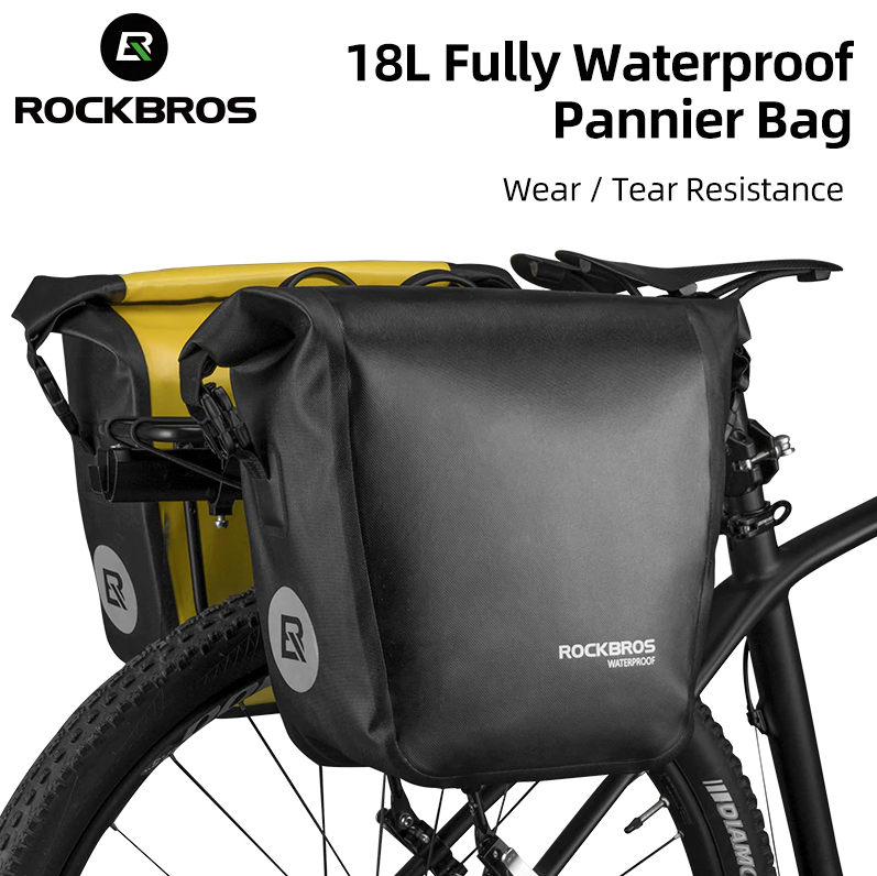 ROCKBROS Bicycle Pannier Bags in Black or Yellow (Pair)